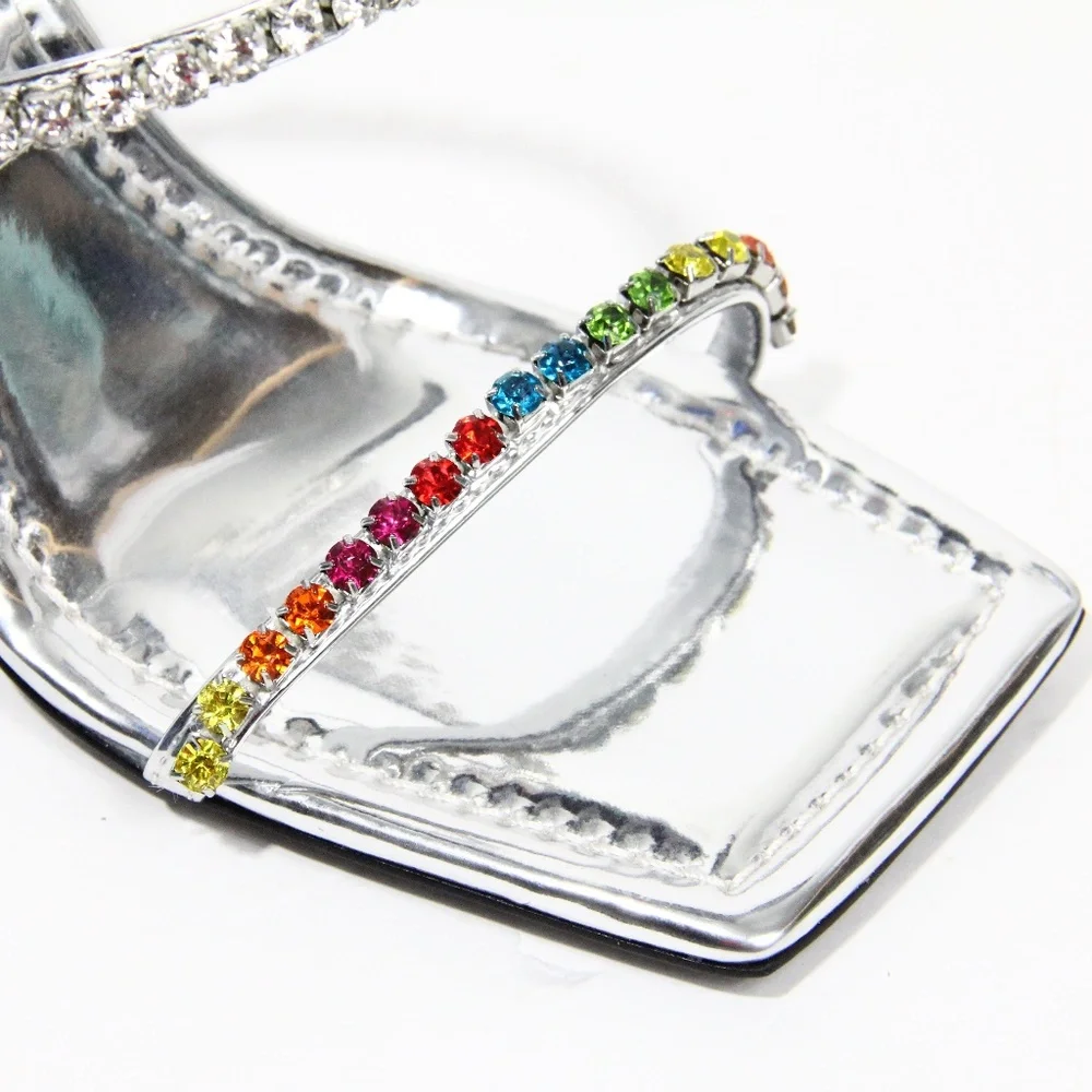 Nine West Heels New Women Square Toe Shoe Rainbow crystals sz 8